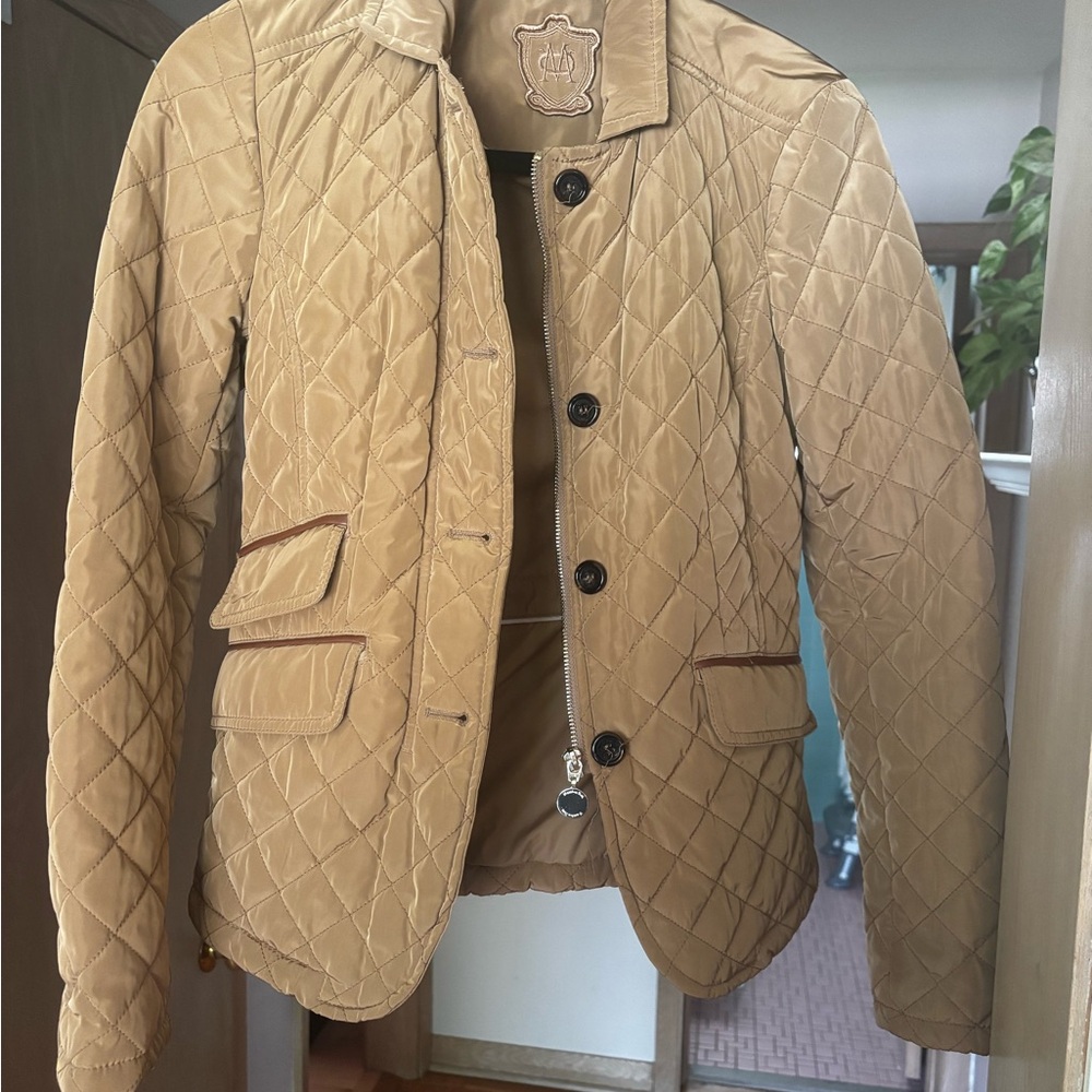 Massimo Dutti Tan Quilted Jacket XS – Equestrian / Preppy Chic